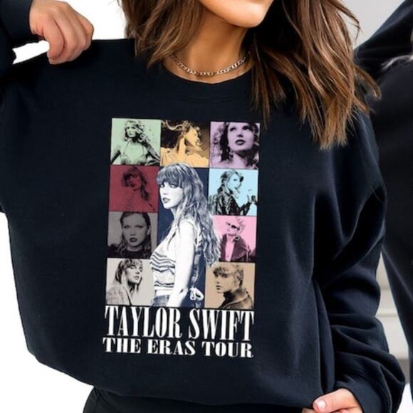 GILDAN Taylor Swift The Eras Tour Black Sweatshirt, Size L, New without Tag - Picture 2 of 4